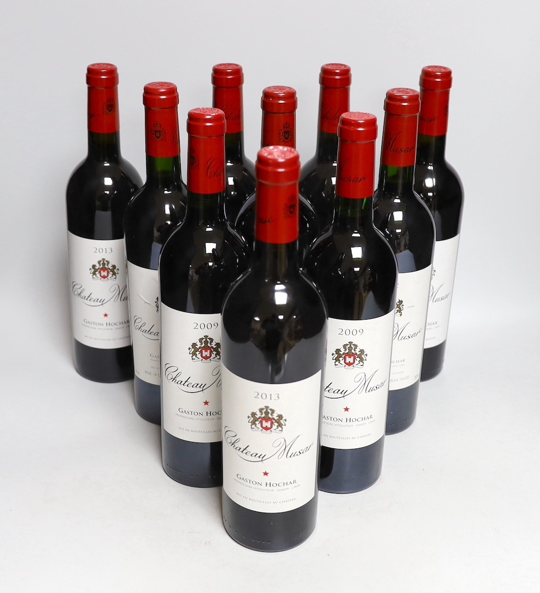 10 bottles of wine - 5 bottles of Chateau Musar 2013, 3 bottles of 2002 and 2 bottles of 2009